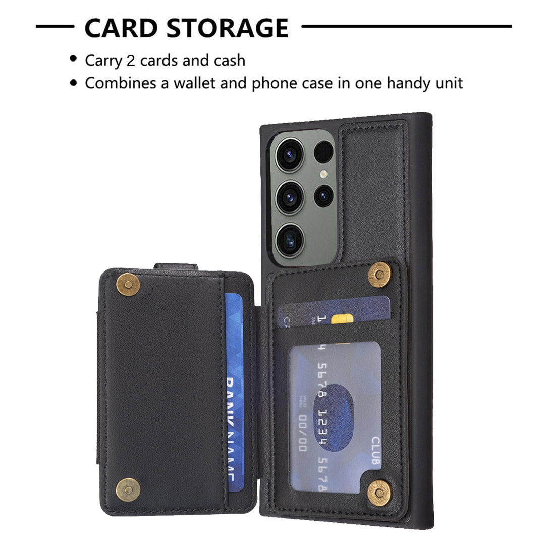 BF27 Kickstand Back Cover for Samsung Galaxy S23 Ultra PU Leather Coated TPU Card Holder Phone Case