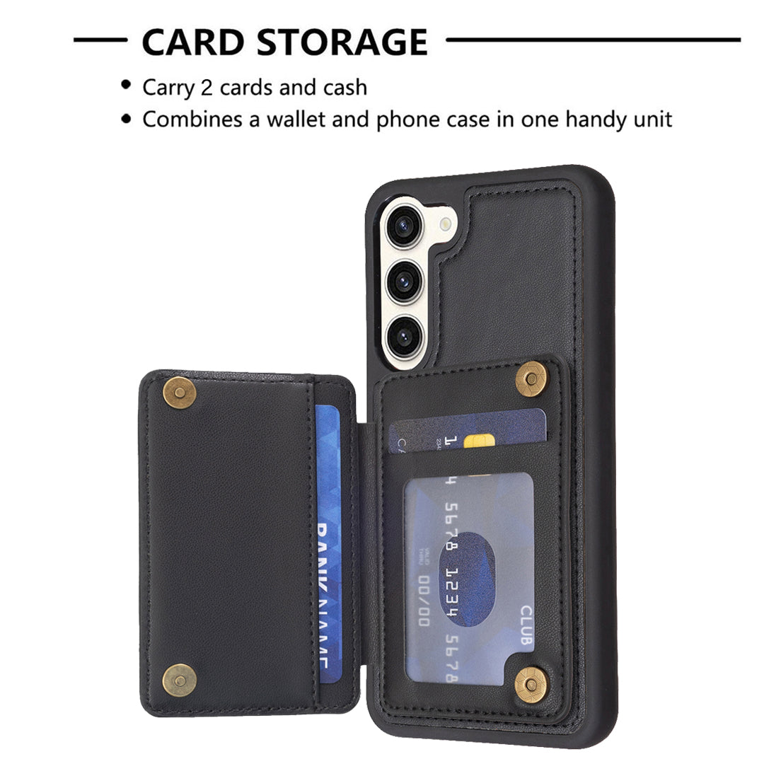 BF26 For Samsung Galaxy S23 Kickstand Phone Case Wave Stitching Texture Card Holder TPU PU Leather Phone Cover