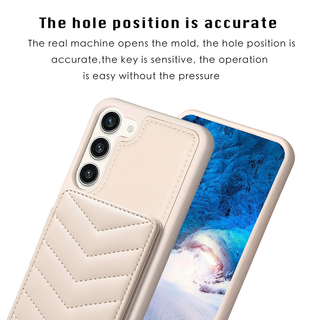 BF26 For Samsung Galaxy S23 Kickstand Phone Case Wave Stitching Texture Card Holder TPU PU Leather Phone Cover