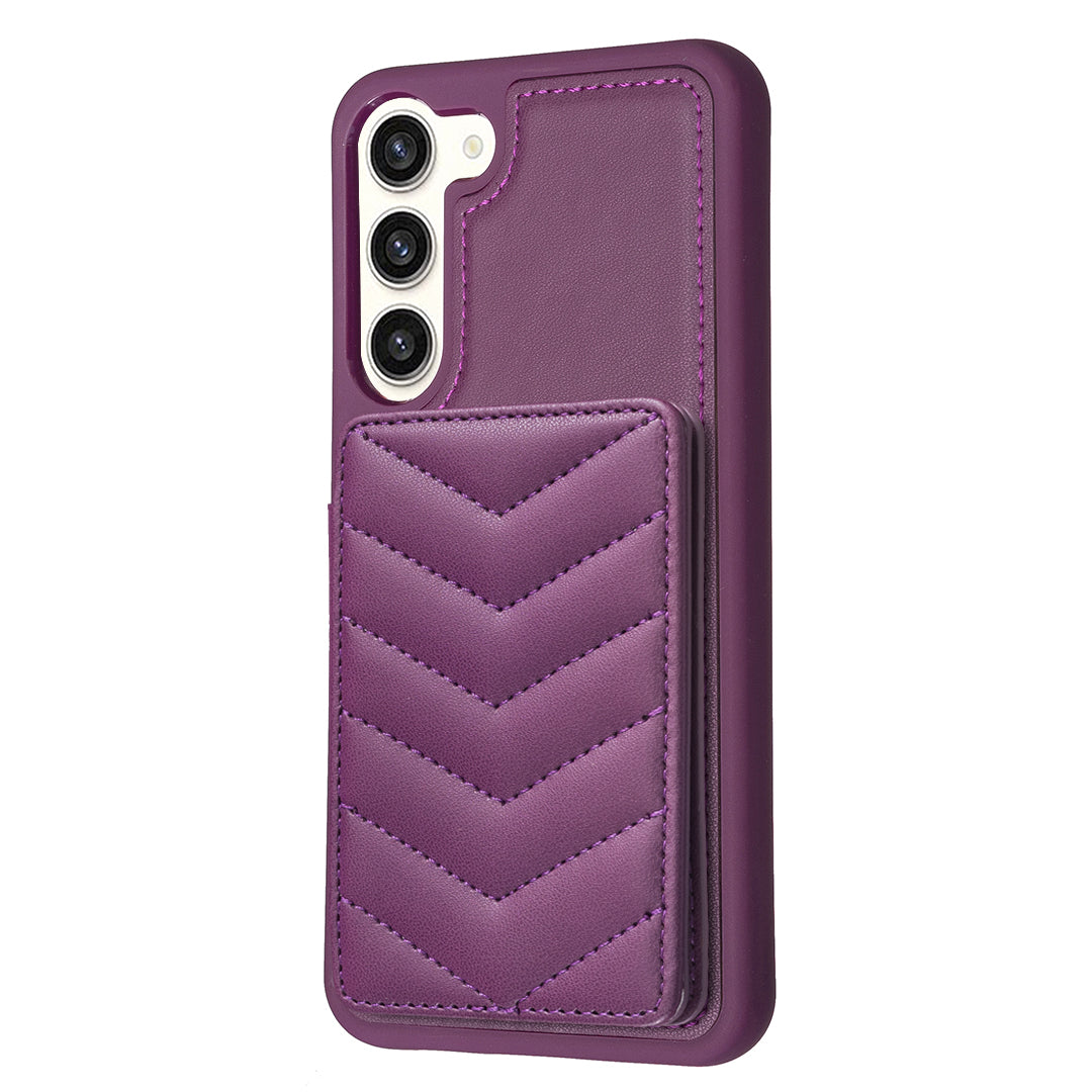 BF26 Card Holder Kickstand Case for Samsung Galaxy S23 Wave Stitching Texture TPU PU Leather Phone Cover