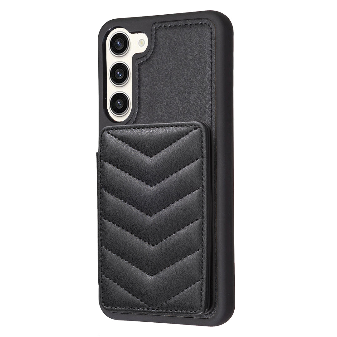 BF26 Card Holder Kickstand Case for Samsung Galaxy S23 Wave Stitching Texture TPU PU Leather Phone Cover