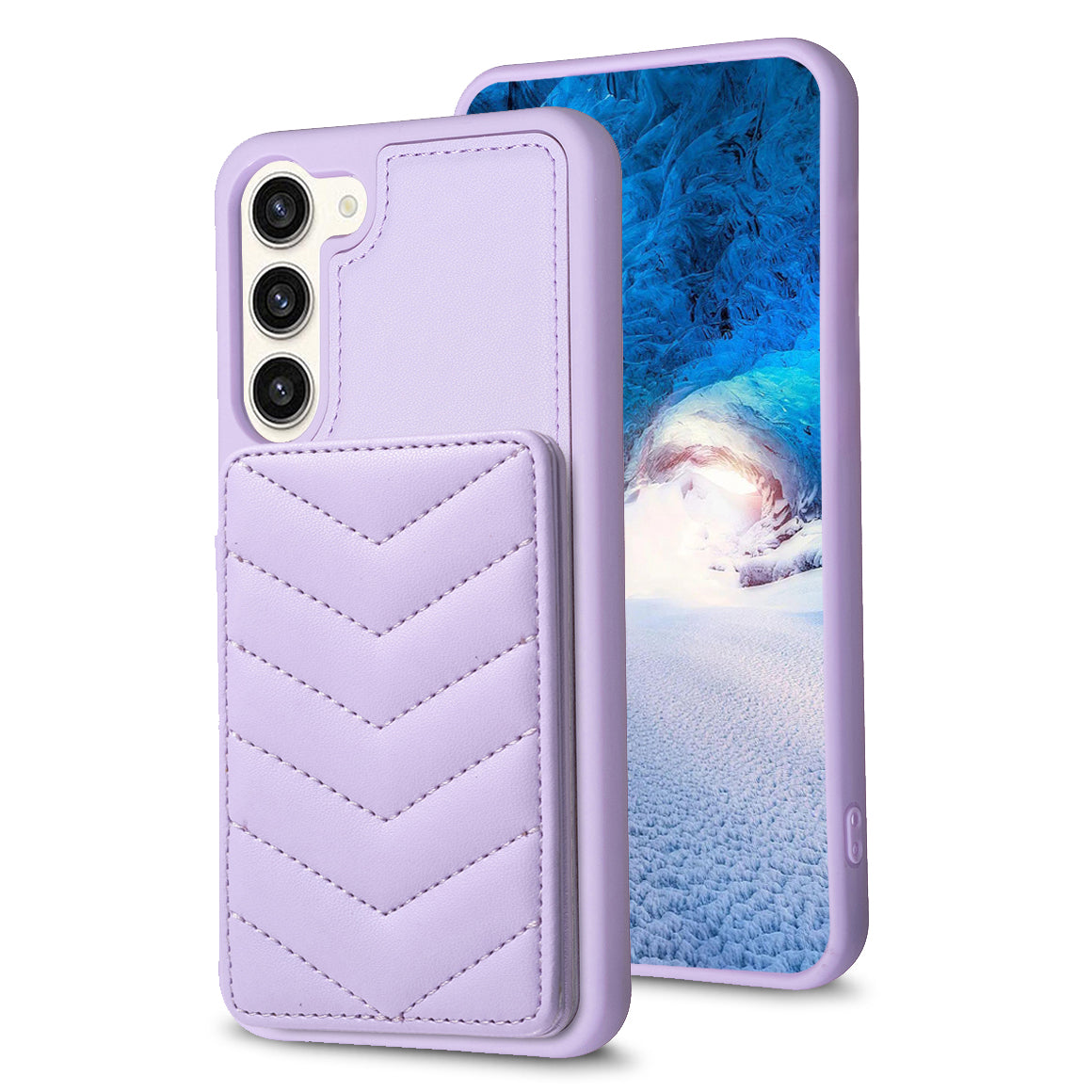 BF26 Card Holder Kickstand Case for Samsung Galaxy S23 Wave Stitching Texture TPU PU Leather Phone Cover