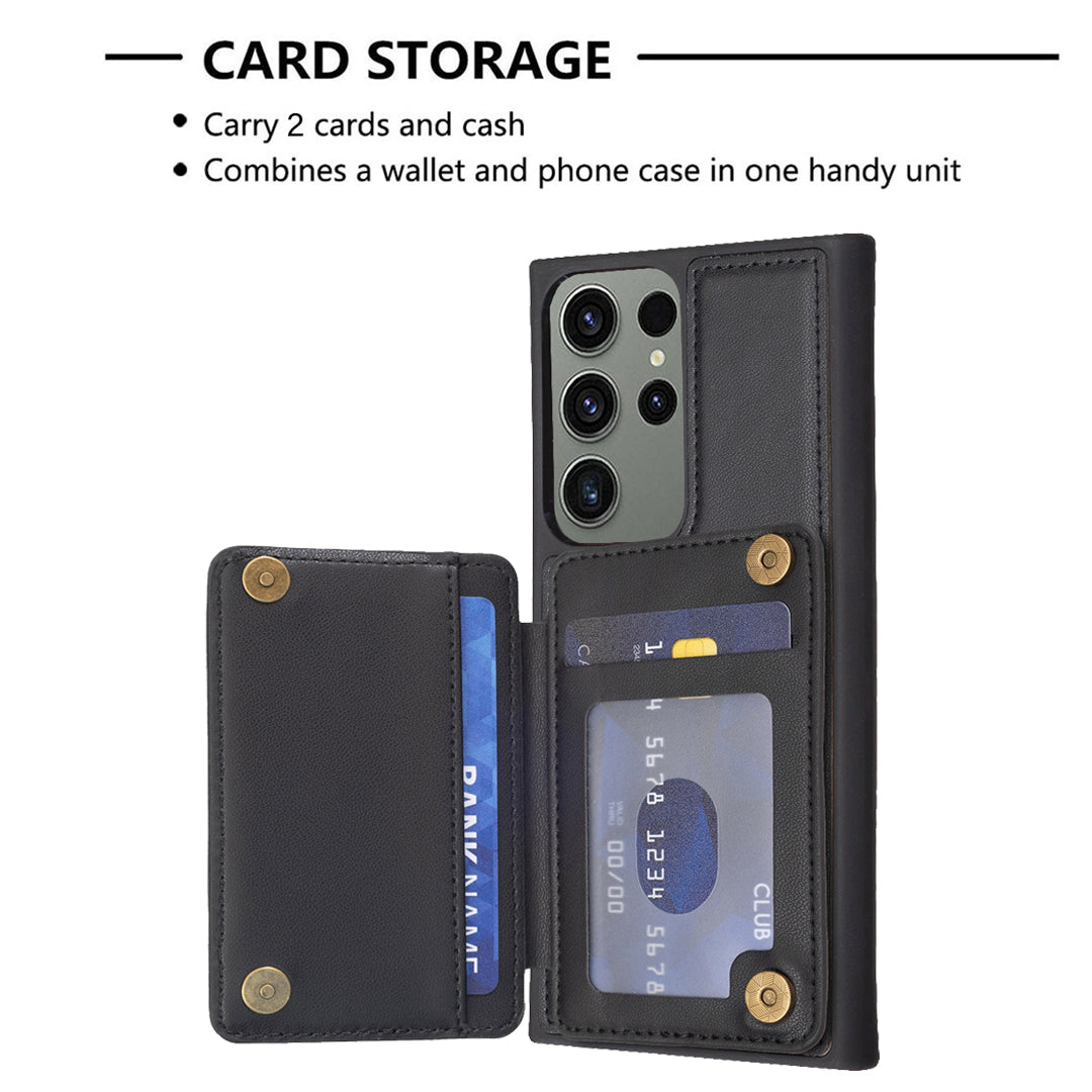 BF26 For Samsung Galaxy S23 Ultra Shockproof Case Wave Stitching Texture Card Holder TPU PU Phone Cover with Kickstand