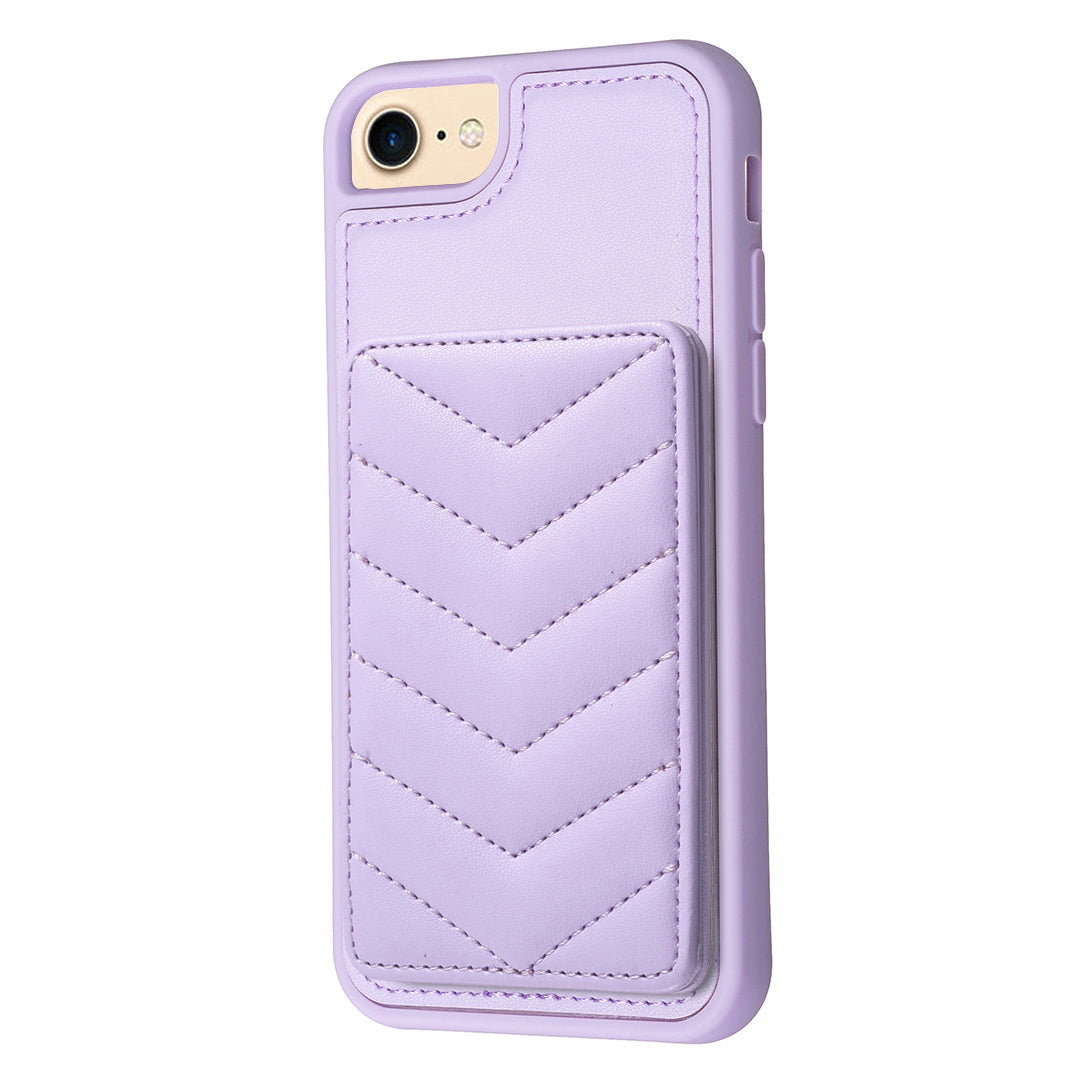 BF26 For iPhone 6/6s/7/8/SE (2020)/SE (2022) Card Holder Kickstand Case Wave Stitching Texture TPU PU Leather Phone Cover