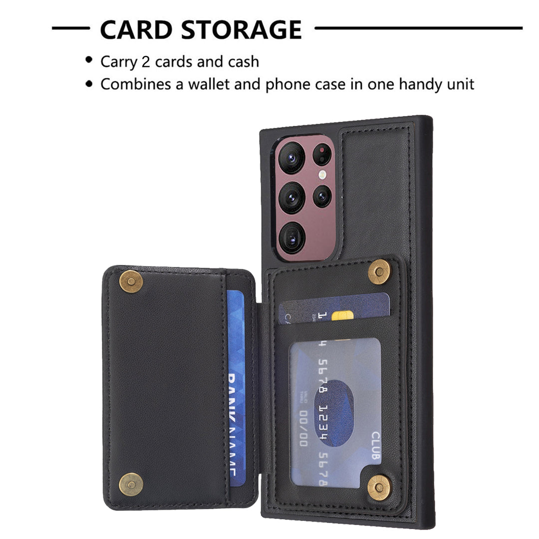 BF26 Card Holder Kickstand Case for Samsung Galaxy S21 FE 5G Wave Stitching Texture PU TPU Phone Cover
