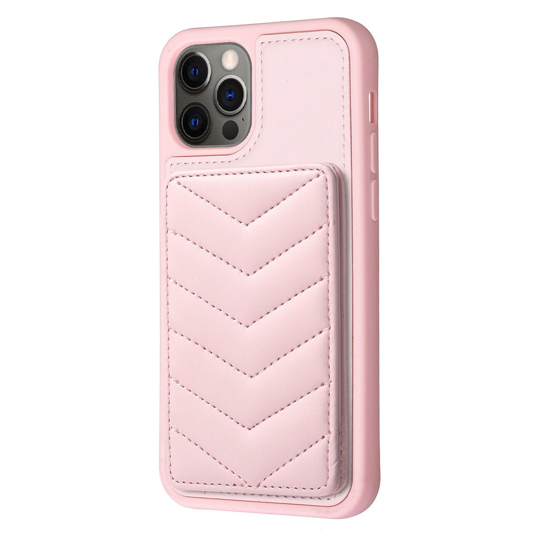BF26 For iPhone 12 Pro Max Slim-Fit Wave Texture Phone Case Card Holder Kickstand TPU PU Leather Phone Shell