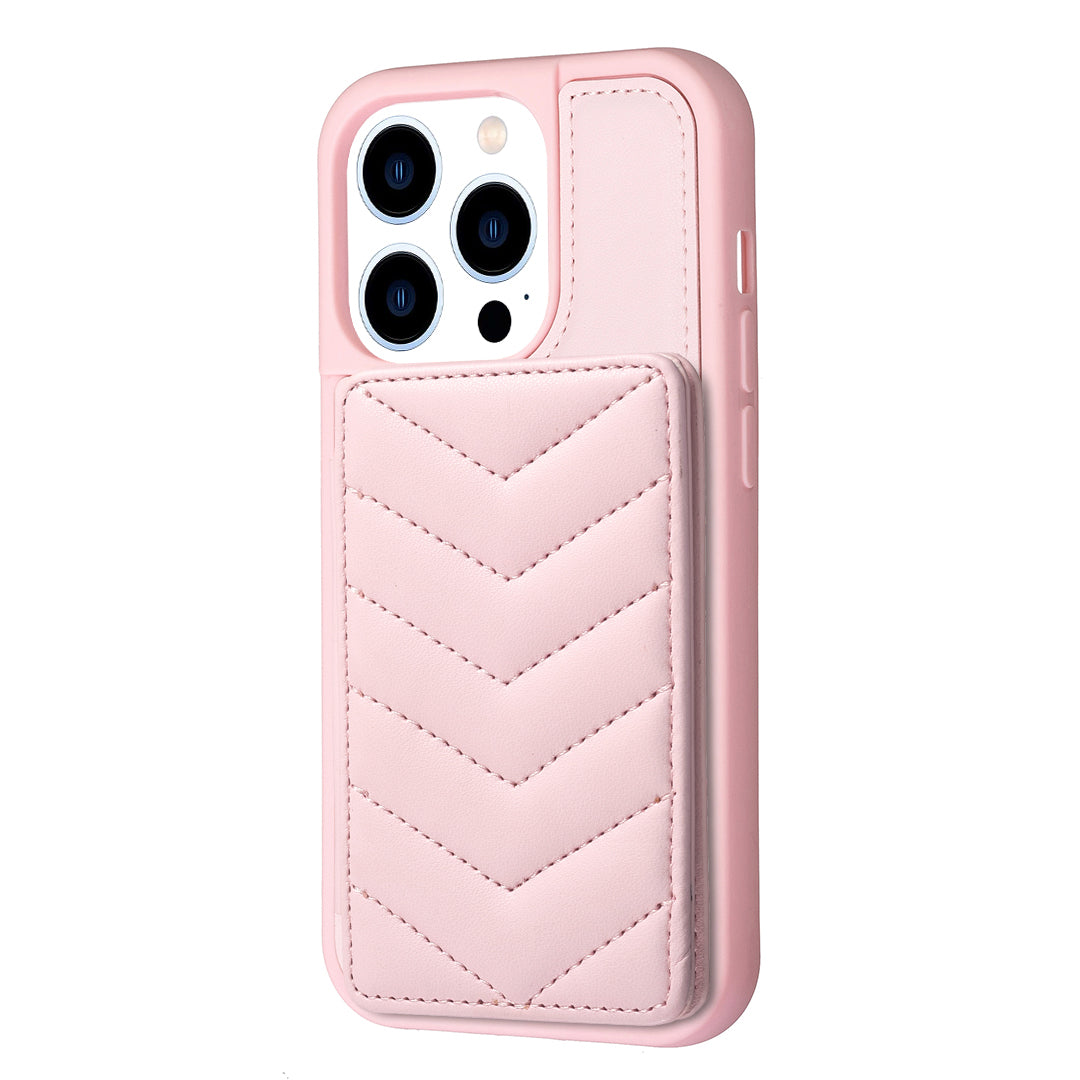 BF26 For iPhone 14 Pro Max Wave Texture TPU PU Leather Phone Case Kickstand Card Holder Phone Shell