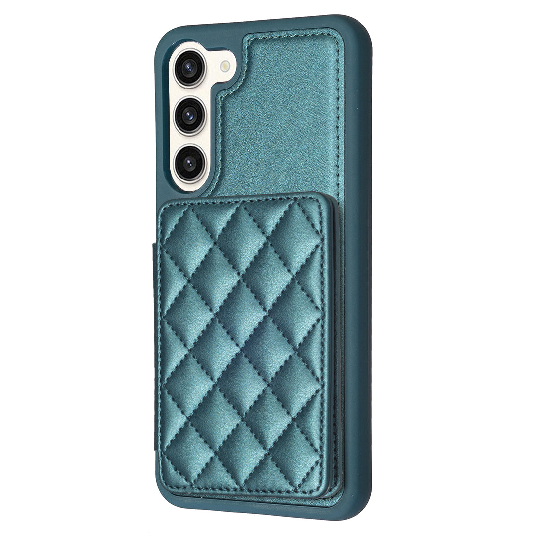 BF25 Phone Case for Samsung Galaxy S23 Card Holder Kickstand PU Leather Coated TPU Back Cover