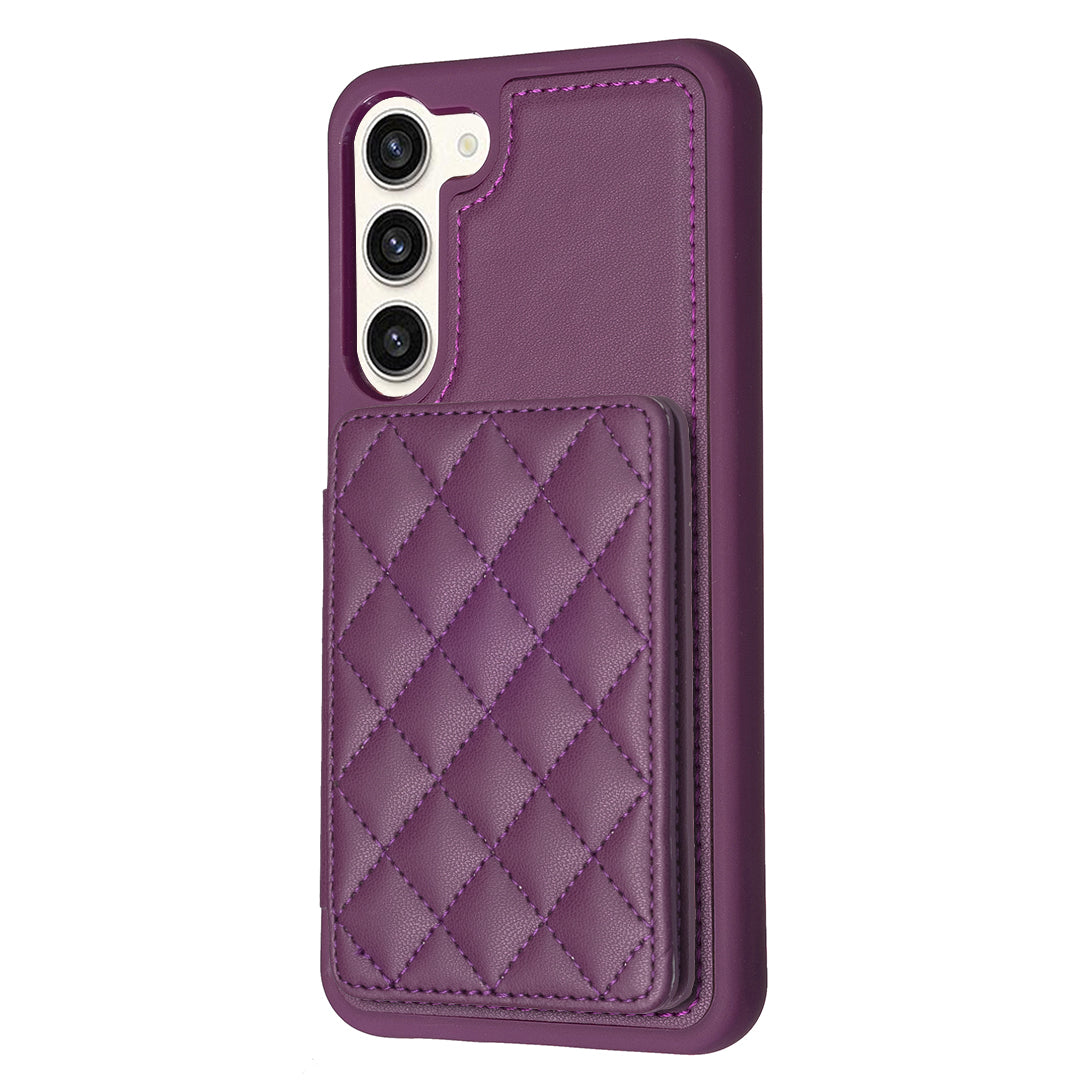 BF25 Phone Case for Samsung Galaxy S23 Card Holder Kickstand PU Leather Coated TPU Back Cover
