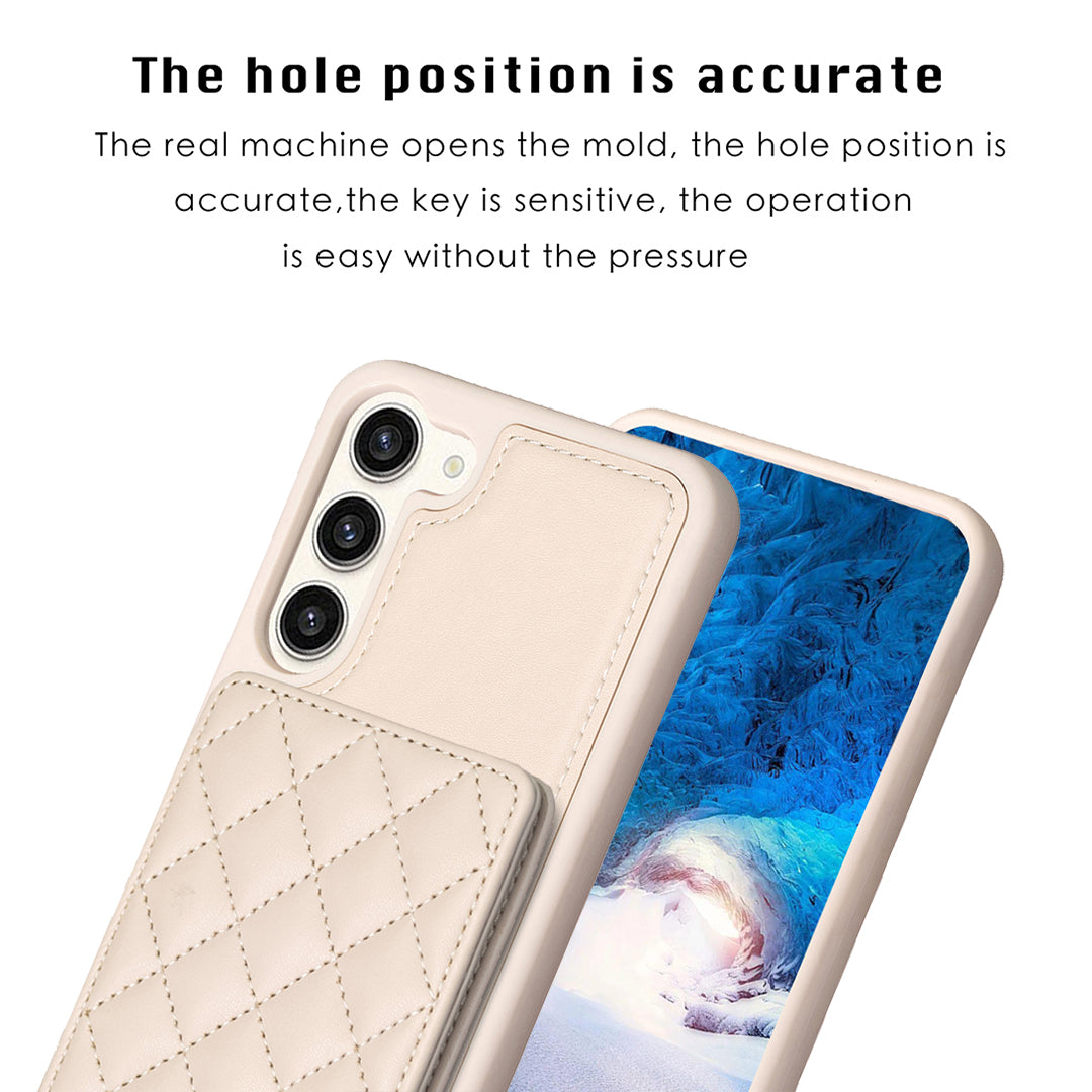 BF25 Phone Case for Samsung Galaxy S23 Card Holder Kickstand PU Leather Coated TPU Back Cover