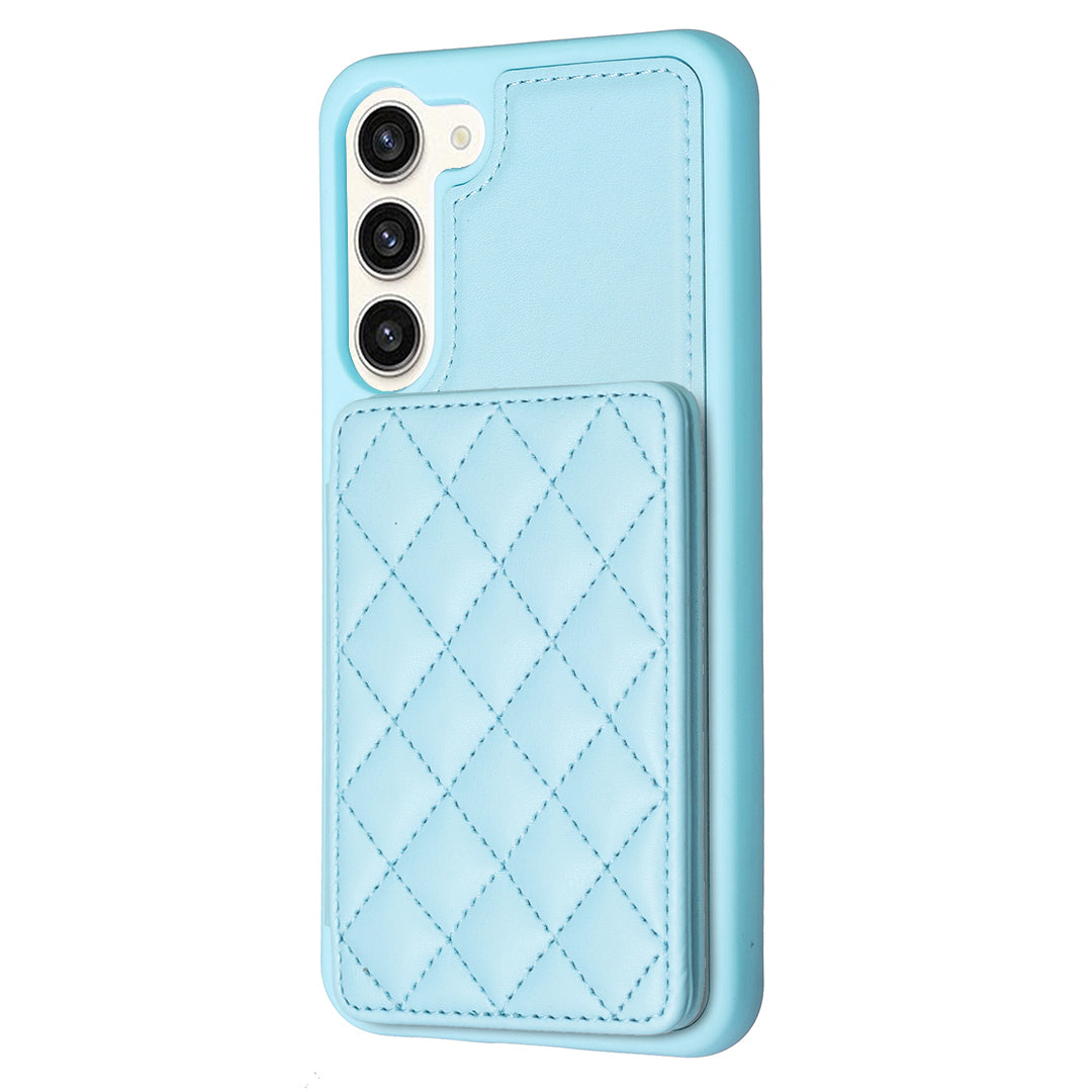 BF25 Phone Case for Samsung Galaxy S23 Card Holder Kickstand PU Leather Coated TPU Back Cover