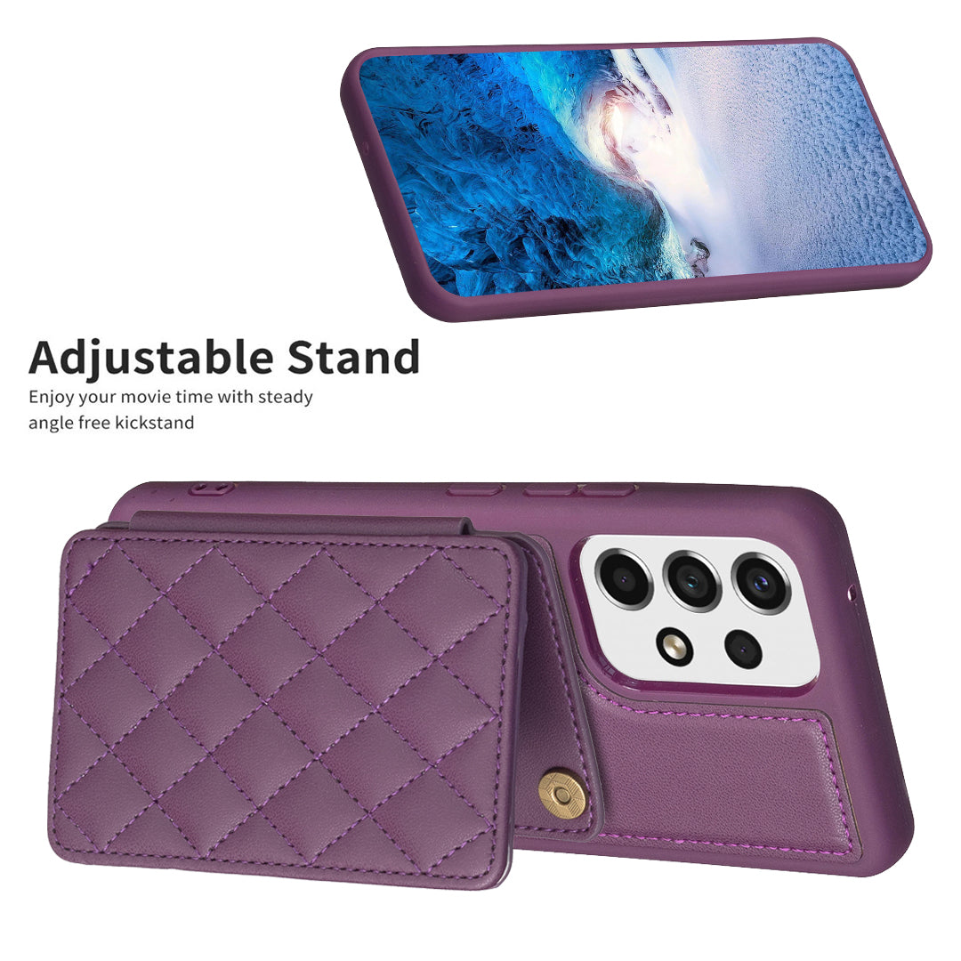 BF25 For Samsung Galaxy A53 5G Card Slots Leather Coated TPU Cover Phone Case with Kickstand