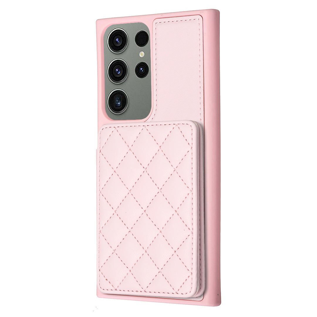 BF25 For Samsung Galaxy S23 Ultra Card Slots Anti-scratch Phone Case Leather Coated TPU Cover with Kickstand