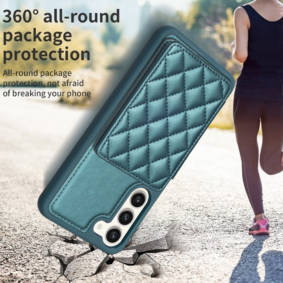 BF25 Leather Coated TPU Cover for Samsung Galaxy S23 Card Slots Phone Case with Kickstand
