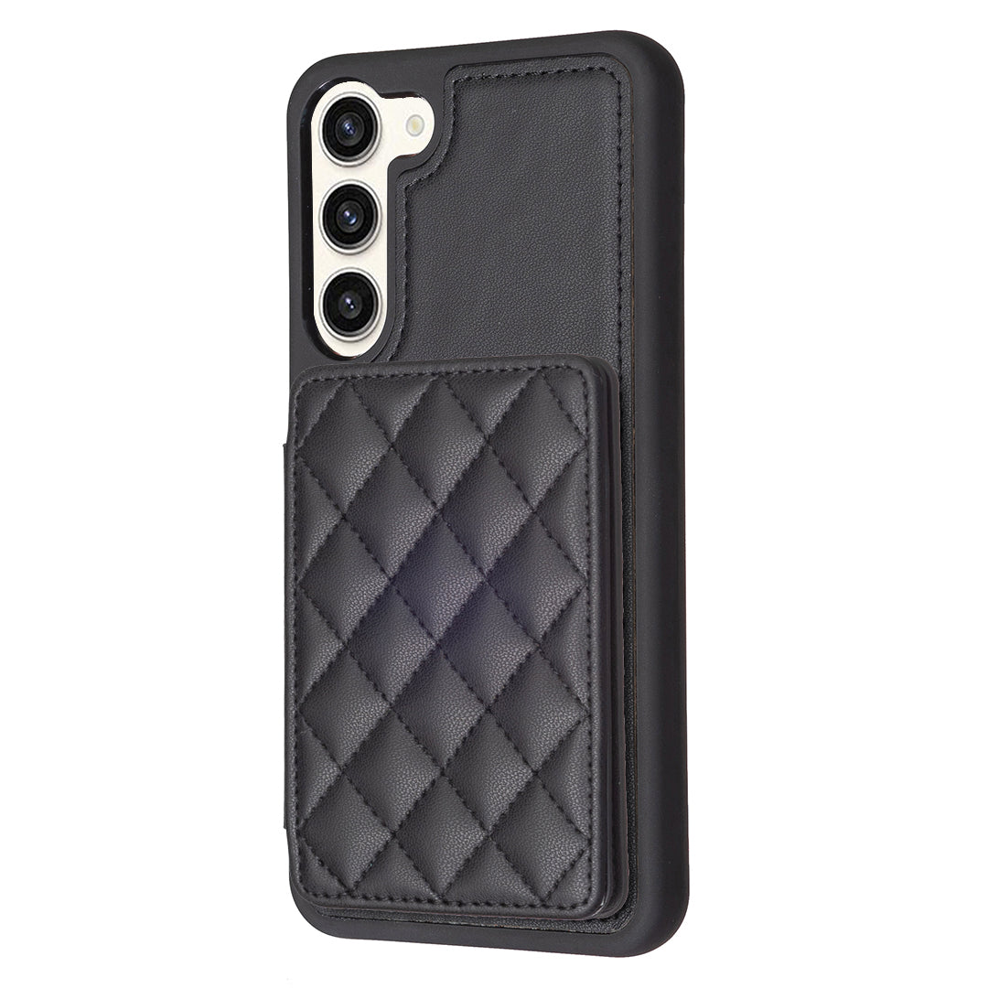 BF25 Leather Coated TPU Cover for Samsung Galaxy S23 Card Slots Phone Case with Kickstand