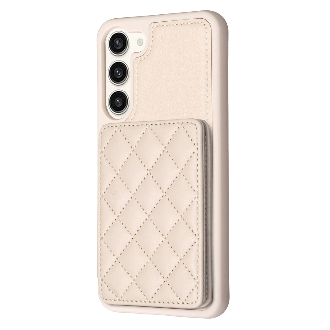 BF25 Leather Coated TPU Cover for Samsung Galaxy S23 Card Slots Phone Case with Kickstand