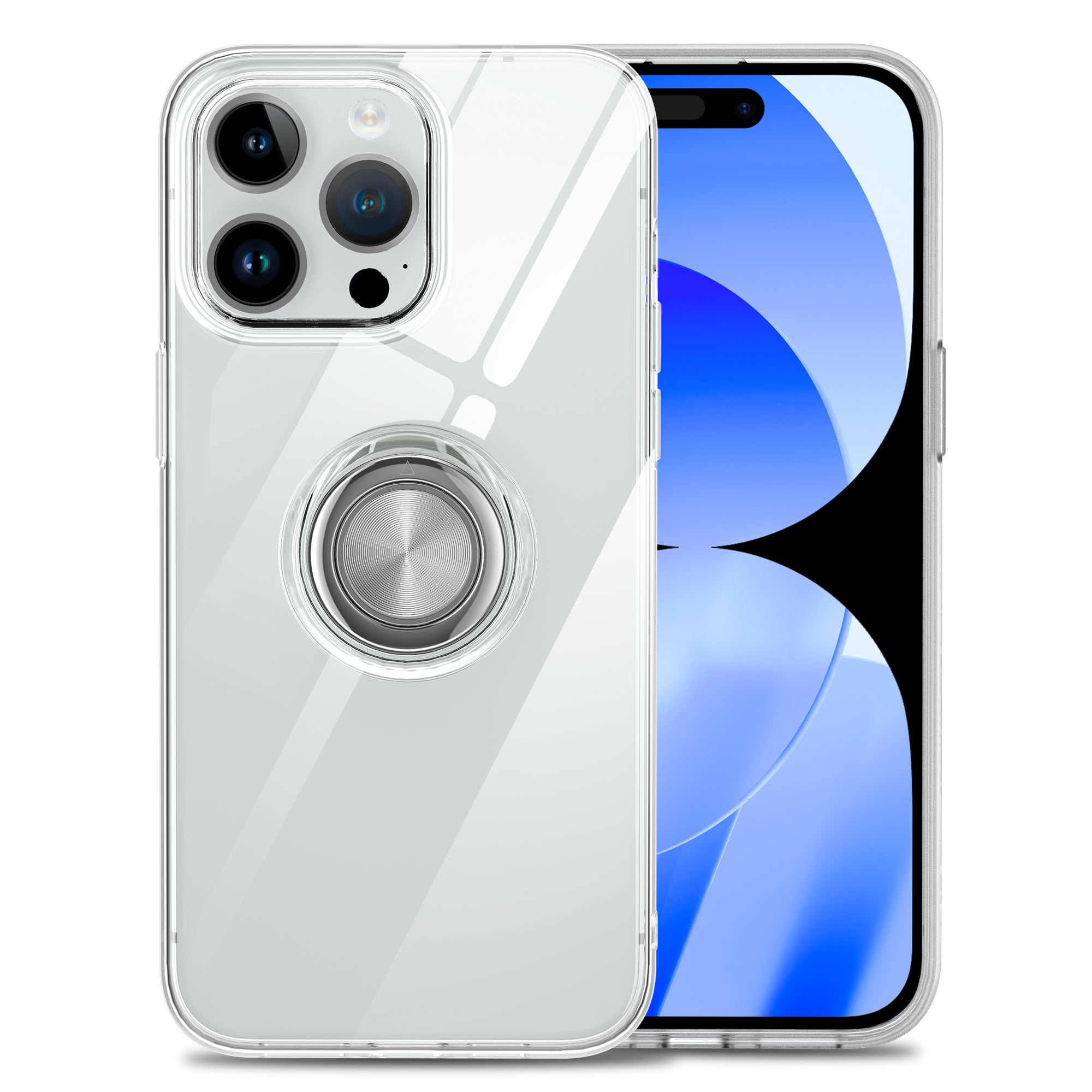For iPhone 15 Case Crystal Clear Soft TPU Phone Case Mobile Phone Protective Cover with Kickstand