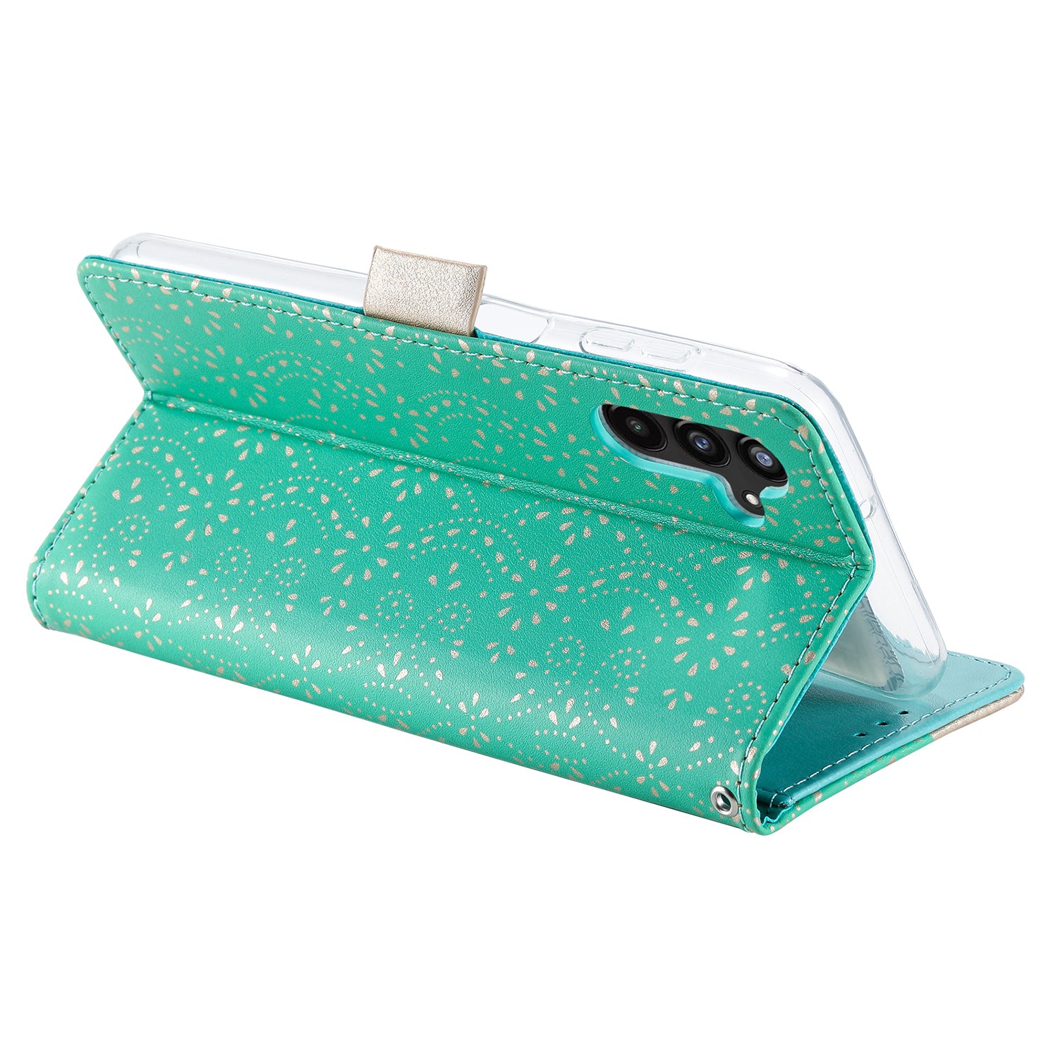 Til Samsung Galaxy A25 5G Blonde Blomstermønster Læder Telefon Case Lynlås Pung Cover med Bowknot håndledsrem