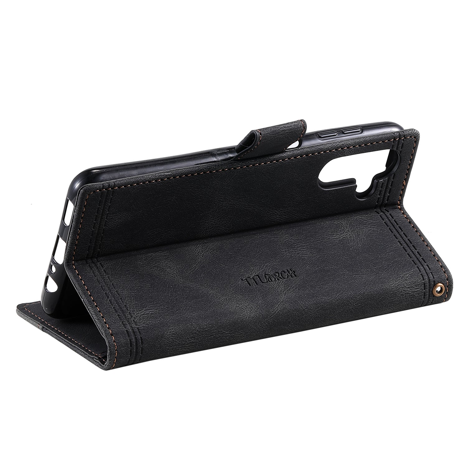 TTUDRCH For Samsung Galaxy A25 5G Style 004 Splicing Skin-touch Leather Case RFID Blocking Wallet Stand Cover with Wrist Strap