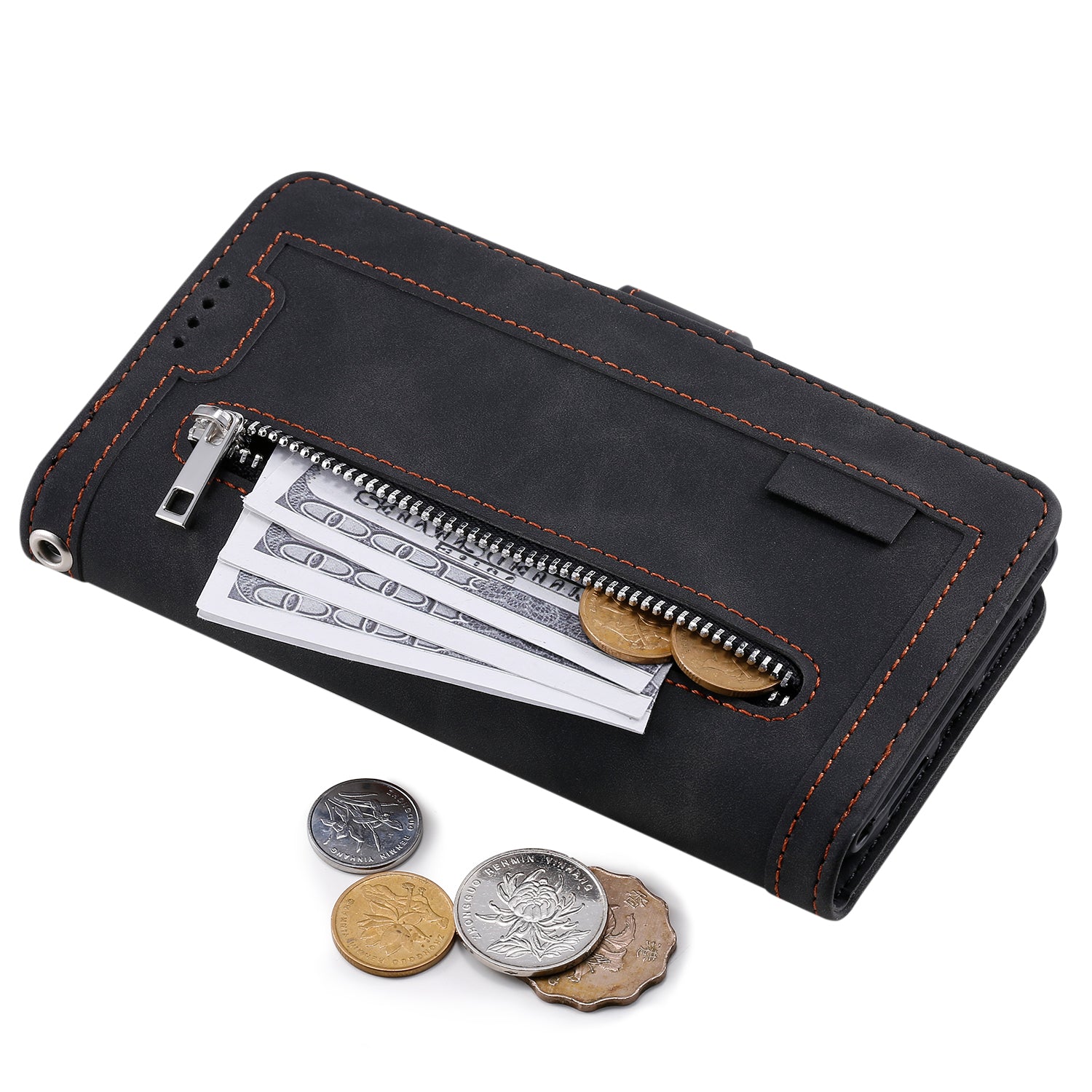 For Samsung Galaxy S23 FE Zipper Pocket PU Leather Phone Case 9 Card Slots Protective Cover
