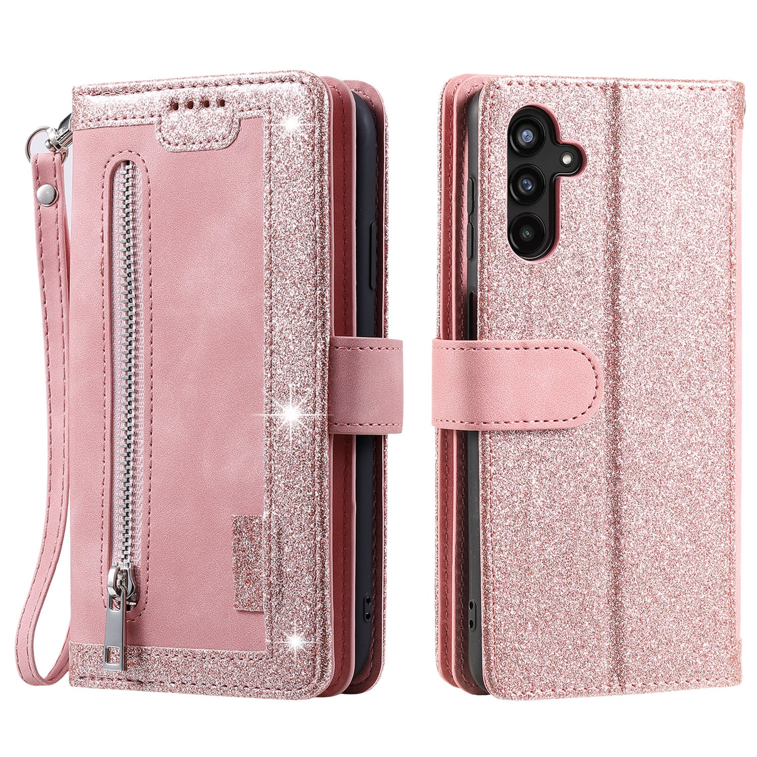 For Samsung Galaxy S23 FE Zipper Pocket PU Leather Phone Case 9 Card Slots Protective Cover
