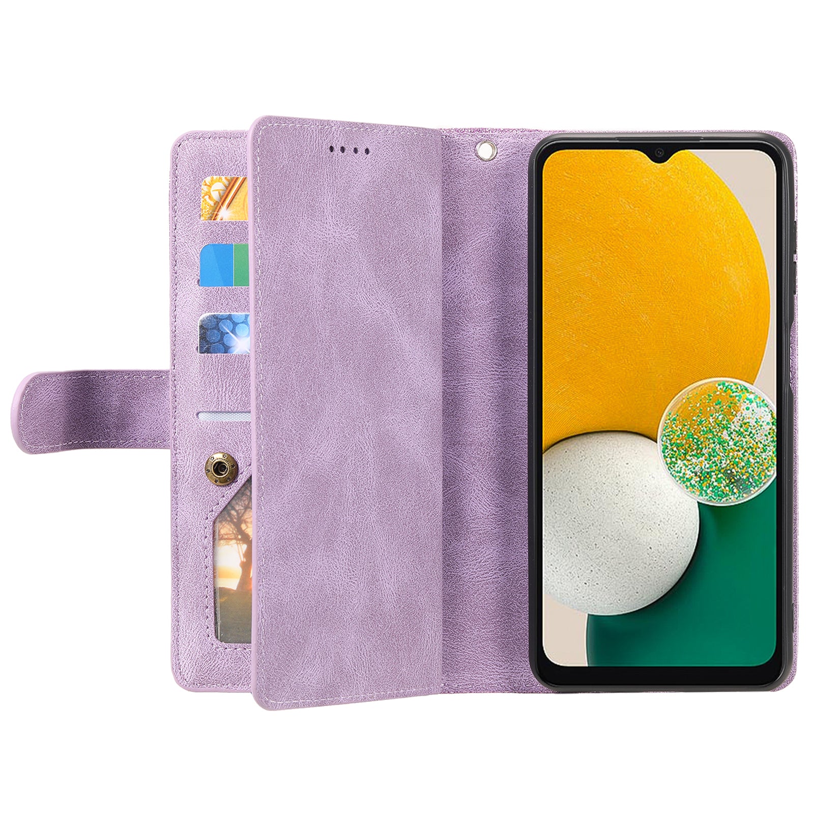 For Samsung Galaxy S23 FE Zipper Pocket PU Leather Phone Case 9 Card Slots Protective Cover