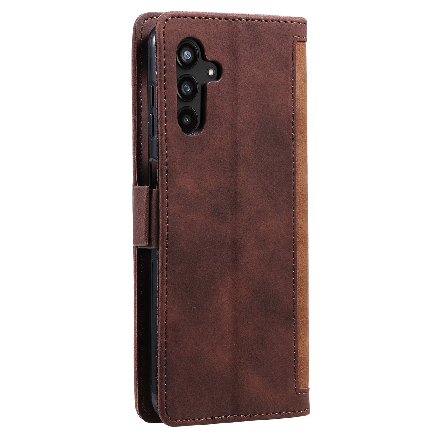For Samsung Galaxy S23 FE Stand Wallet Flip Cover PU Leather Retro Case Color Splicing Shell with Wrist Strap