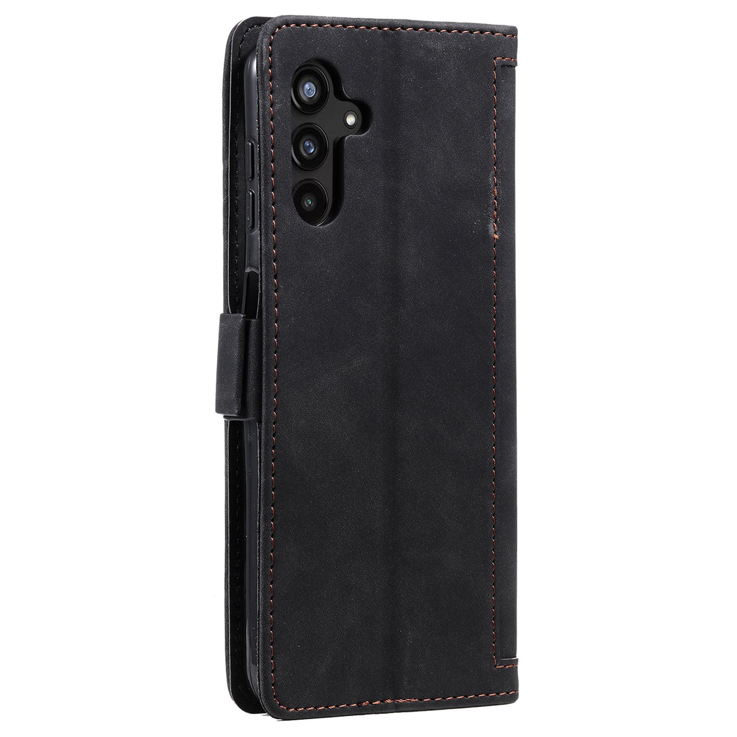 For Samsung Galaxy S23 FE Stand Wallet Flip Cover PU Leather Retro Case Color Splicing Shell with Wrist Strap