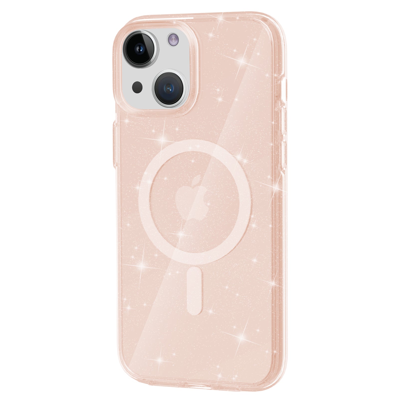 Glitter Back Protector Case for iPhone 15 Plus Hard PC Soft TPU Compatible with MagSafe Phone Cover
