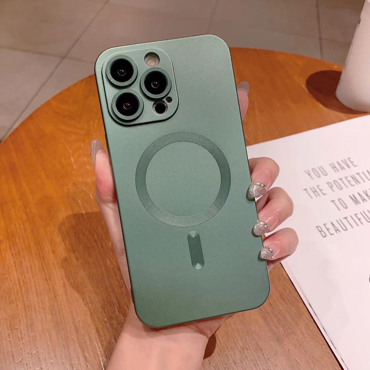 For iPhone 14 Pro Max TPU Rubberized Case Compatible with MagSafe Magnetic Phone Cover with Lens Film
