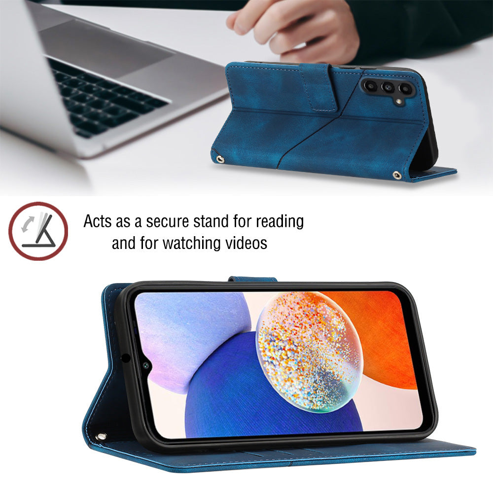 PT005 YB Imprinting Series-6 for Samsung Galaxy S23 FE Leather Wallet Case Skin-touch Phone Stand Cover