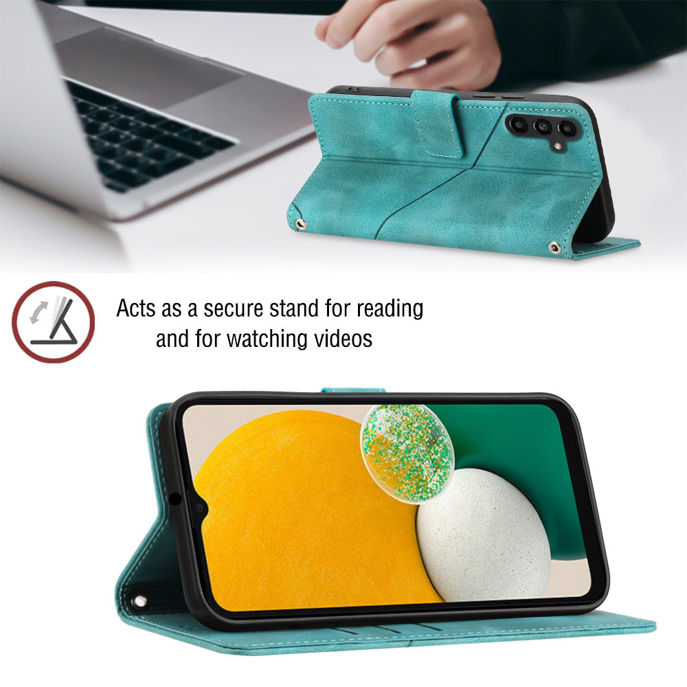 PT005 YB Imprinting Series-7 for Samsung Galaxy S23 FE Skin-touch Leather Wallet Cover Stand Phone Case with Shoulder Strap