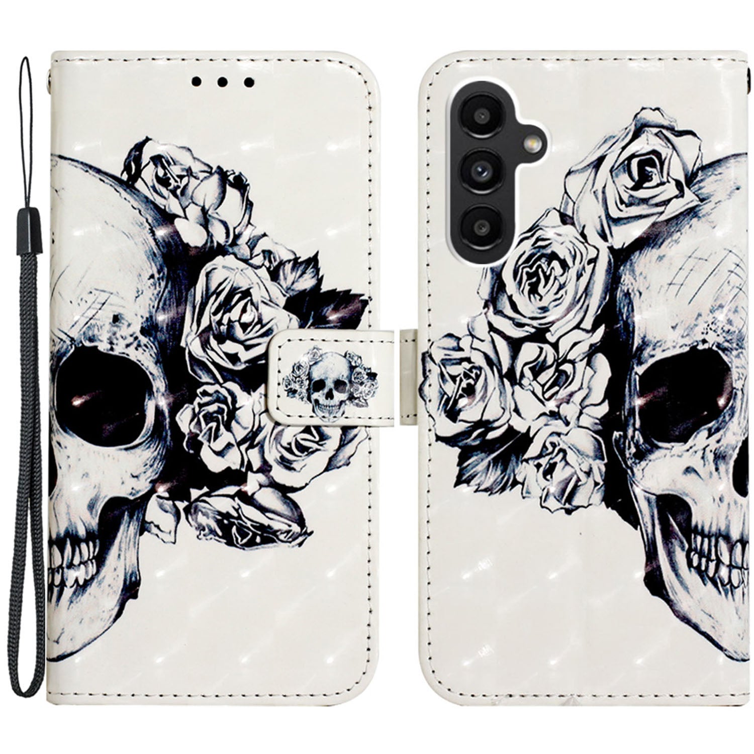 YB Pattern Printing Leather Series-2 for Samsung Galaxy S23 FE 3D Pattern Printed Wallet Stand Cover Leather Phone Case