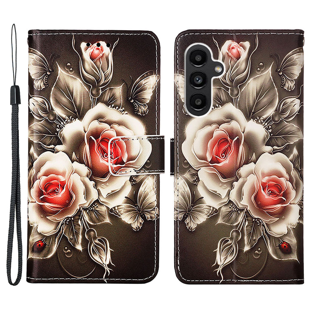 YB Pattern Printing Leather Series-4 for Samsung Galaxy S23 FE Leather Wallet Case Flip Stand Phone Cover