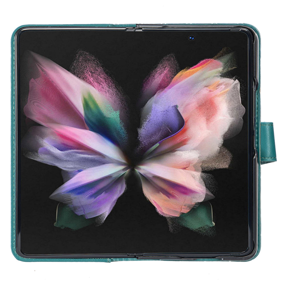 BINFEN COLOR Leather Case for Samsung Galaxy Z Fold5 5G Imprinted Phone Cover with Stand Wallet