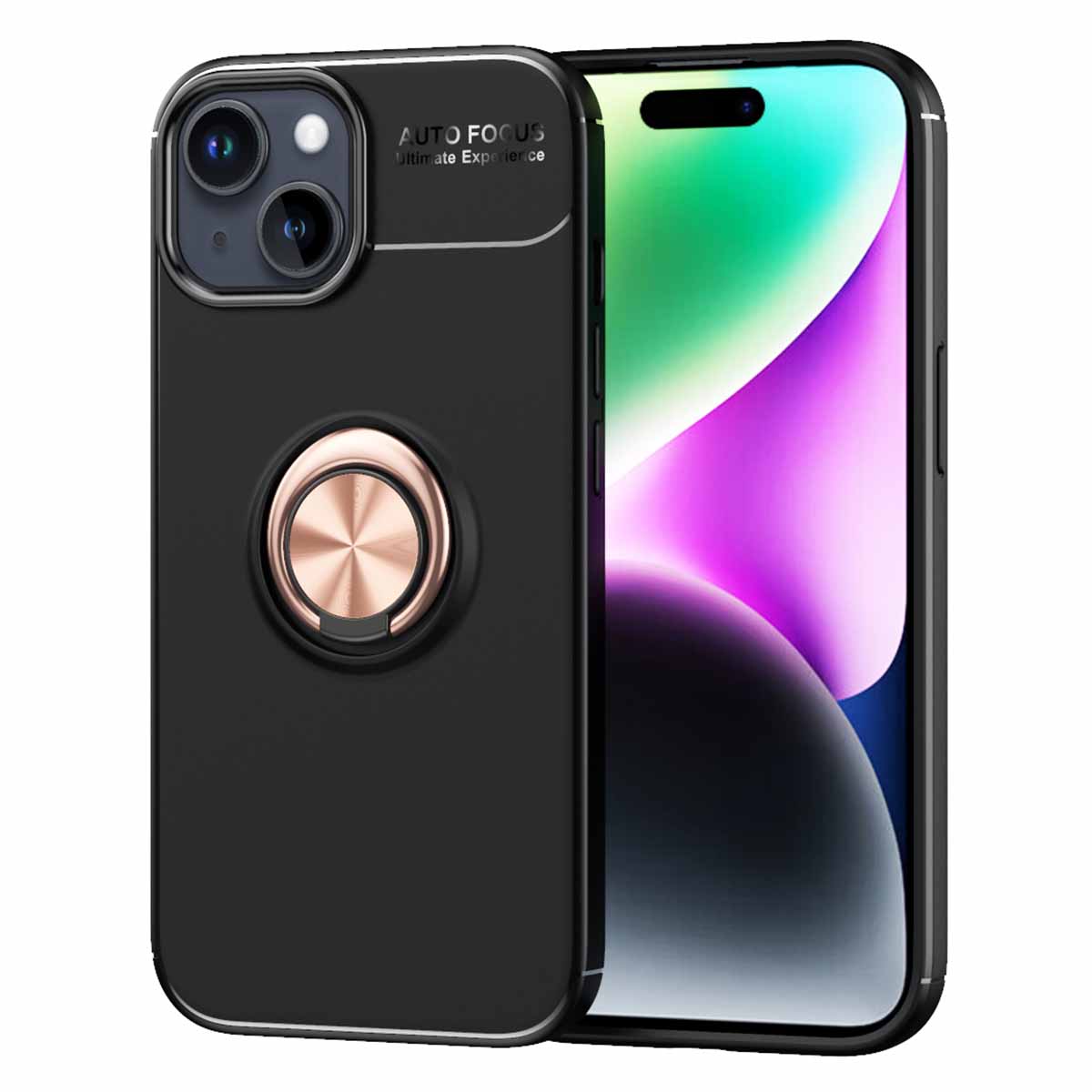 TPU Phone Case for iPhone 15 Ring Holder Kickstand Anti-scratch Phone Back Cover