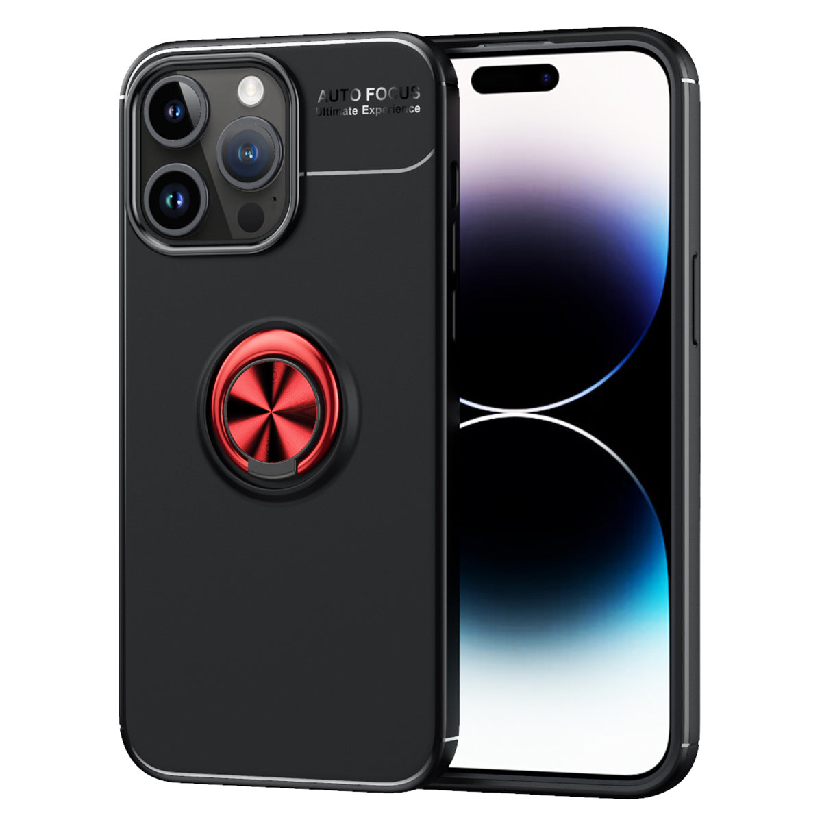 Beskyttende telefontaske til iPhone 15 Pro Max Rotary Ring Holder Kickstand Blødt TPU cover