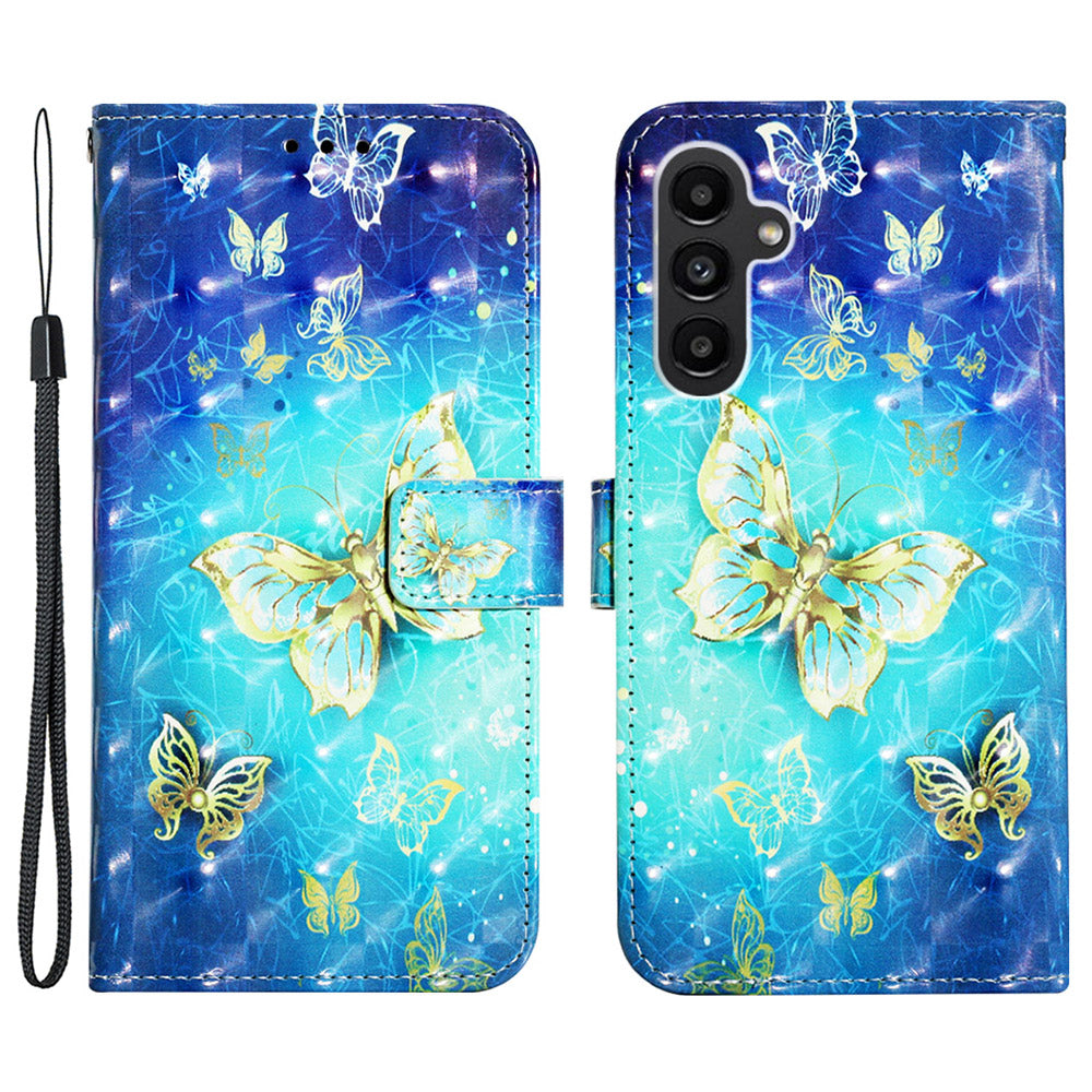 YB Pattern Printing Leather Series-2 For Samsung Galaxy A25 5G A24 4G Wallet Phone Case 3D Pattern Printed Leather Cover