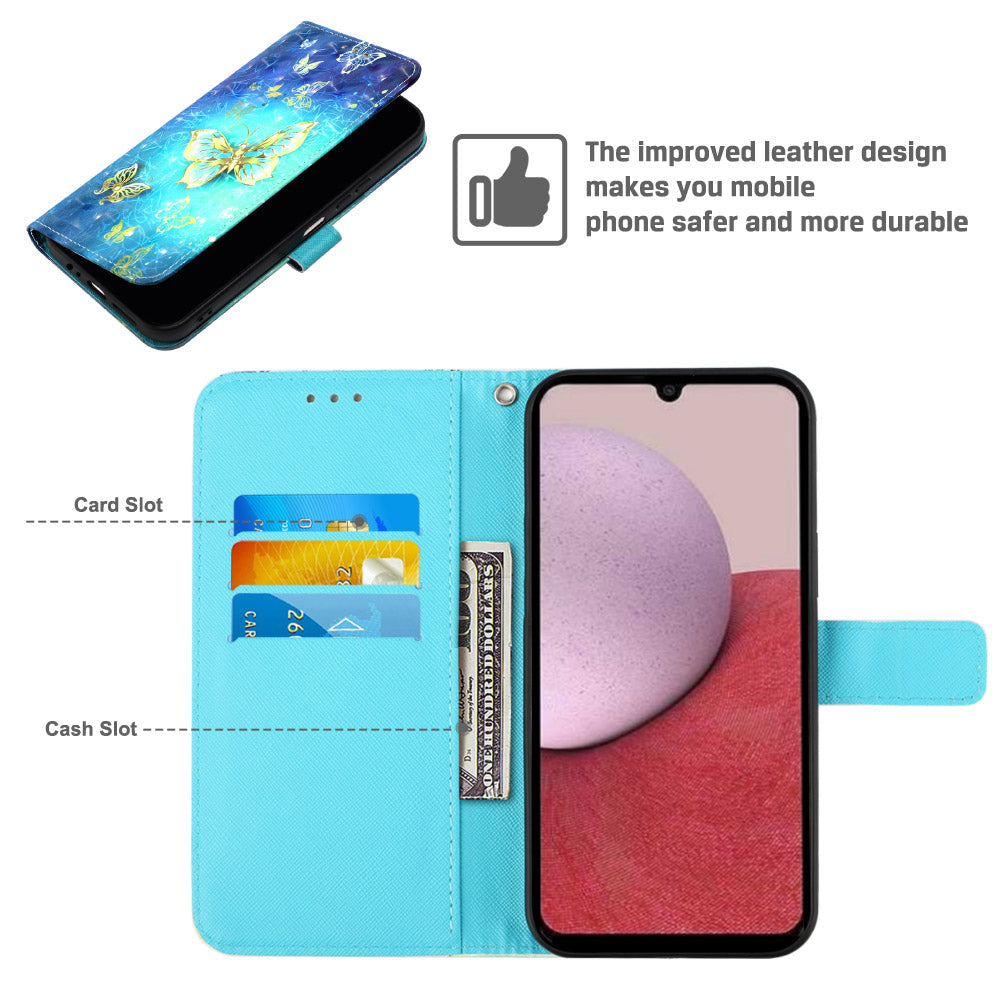 YB Pattern Printing Leather Series-2 For Samsung Galaxy A25 5G A24 4G Wallet Phone Case 3D Pattern Printed Leather Cover