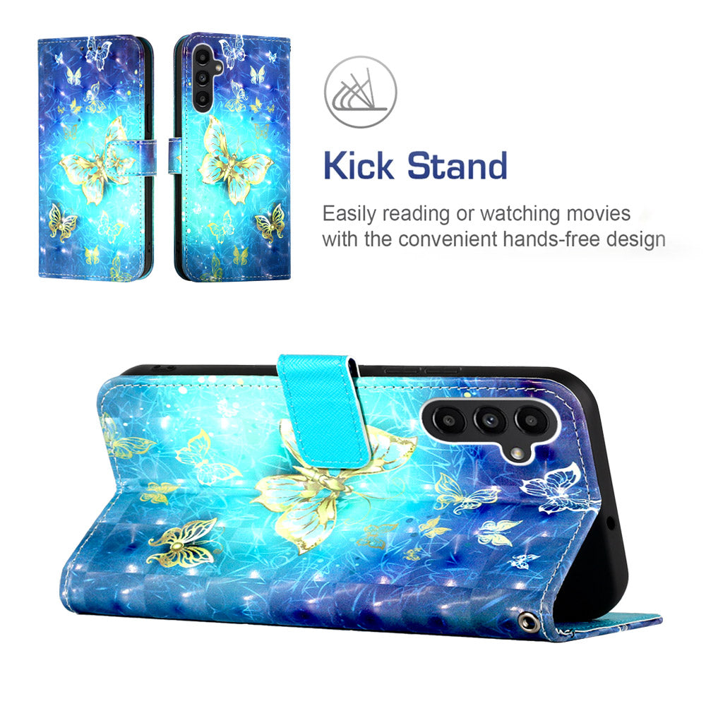 YB Pattern Printing Leather Series-2 For Samsung Galaxy A25 5G A24 4G Wallet Phone Case 3D Pattern Printed Leather Cover