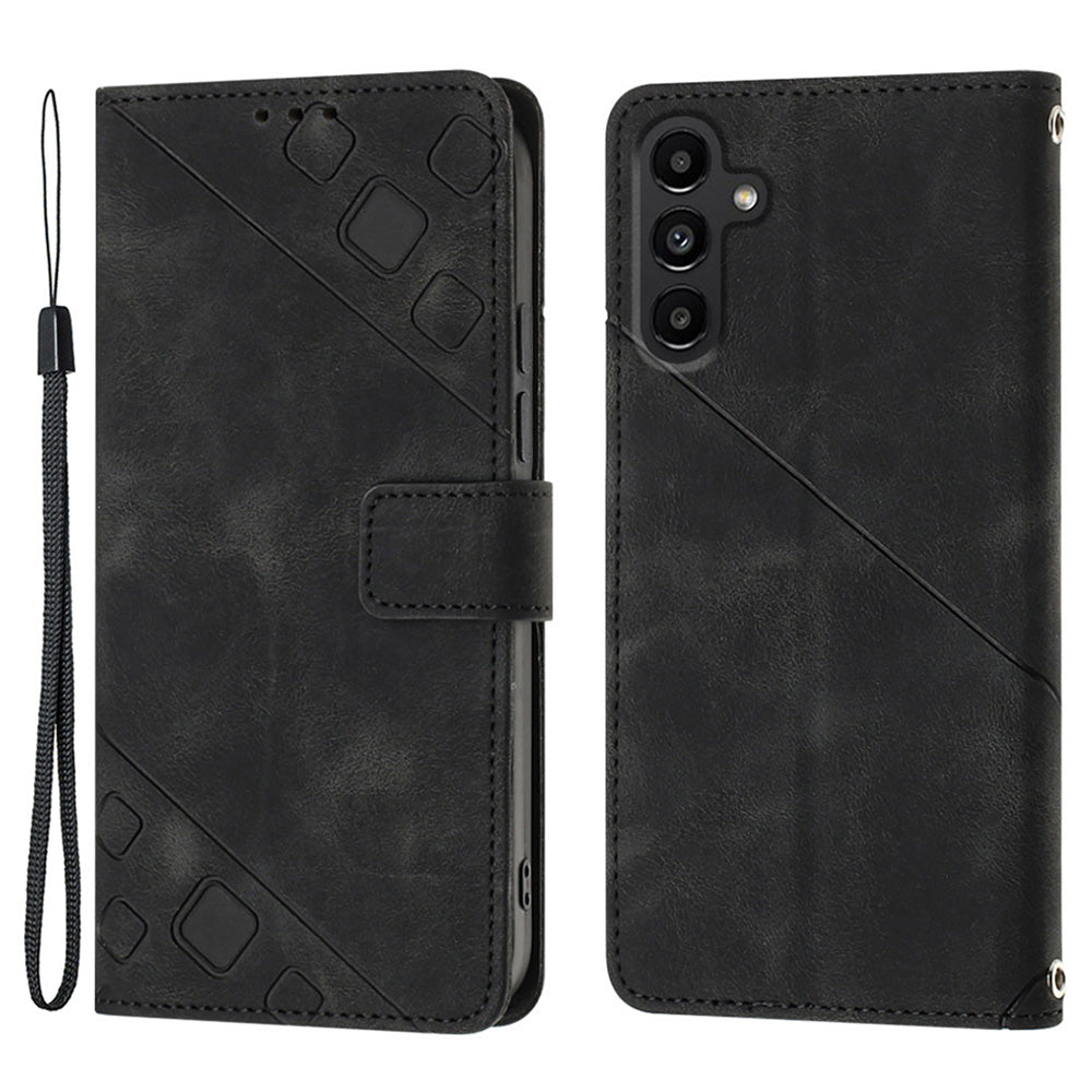 PT005 YB Imprinting Series-6 for Samsung Galaxy A25 5G A24 4G Wallet Case Skin-touch Leather Stand Phone Cover