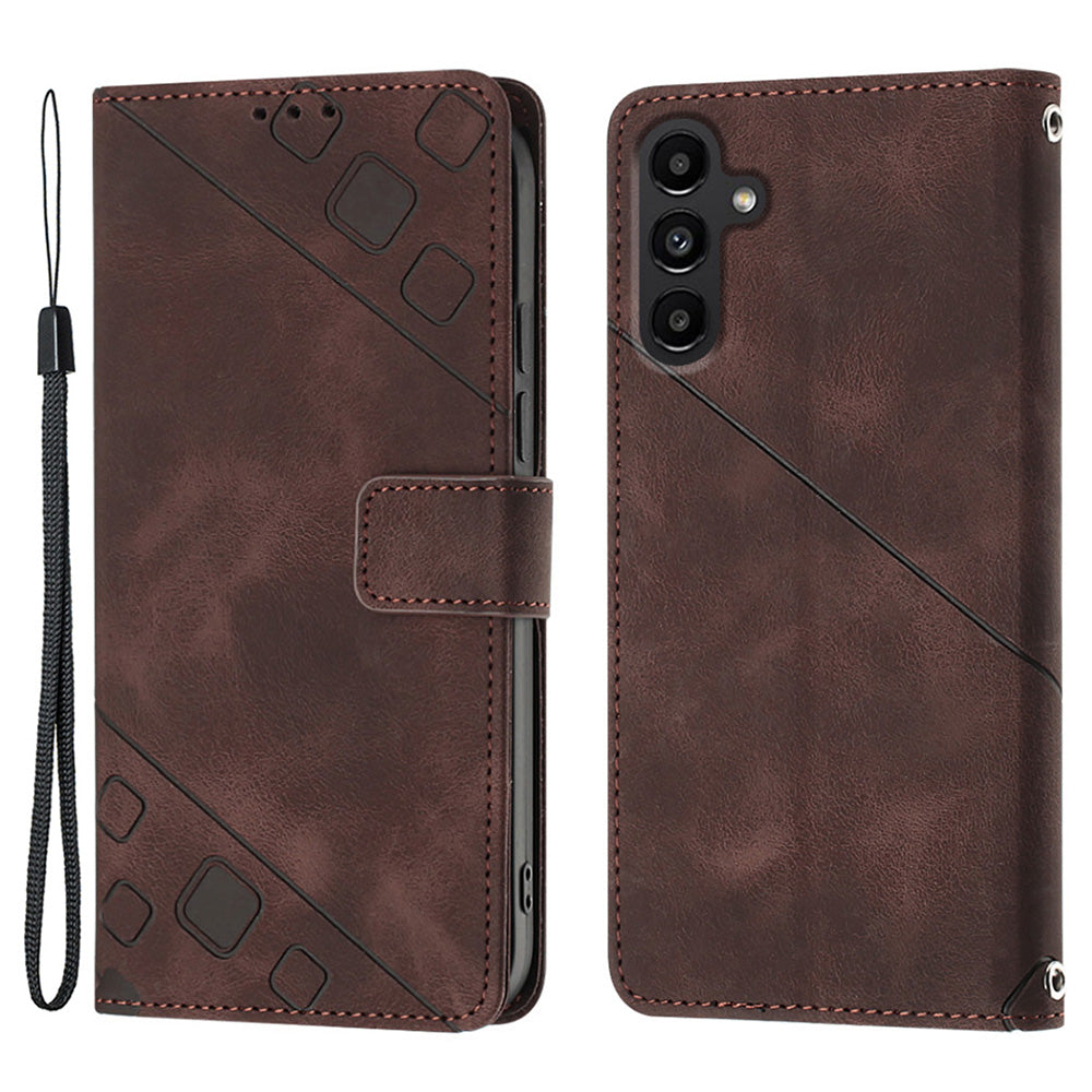 PT005 YB Imprinting Series-6 for Samsung Galaxy A25 5G A24 4G Wallet Case Skin-touch Leather Stand Phone Cover