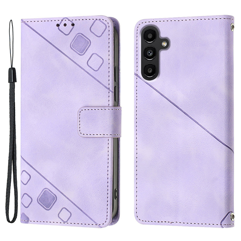 PT005 YB Imprinting Series-6 for Samsung Galaxy A25 5G A24 4G Wallet Case Skin-touch Leather Stand Phone Cover