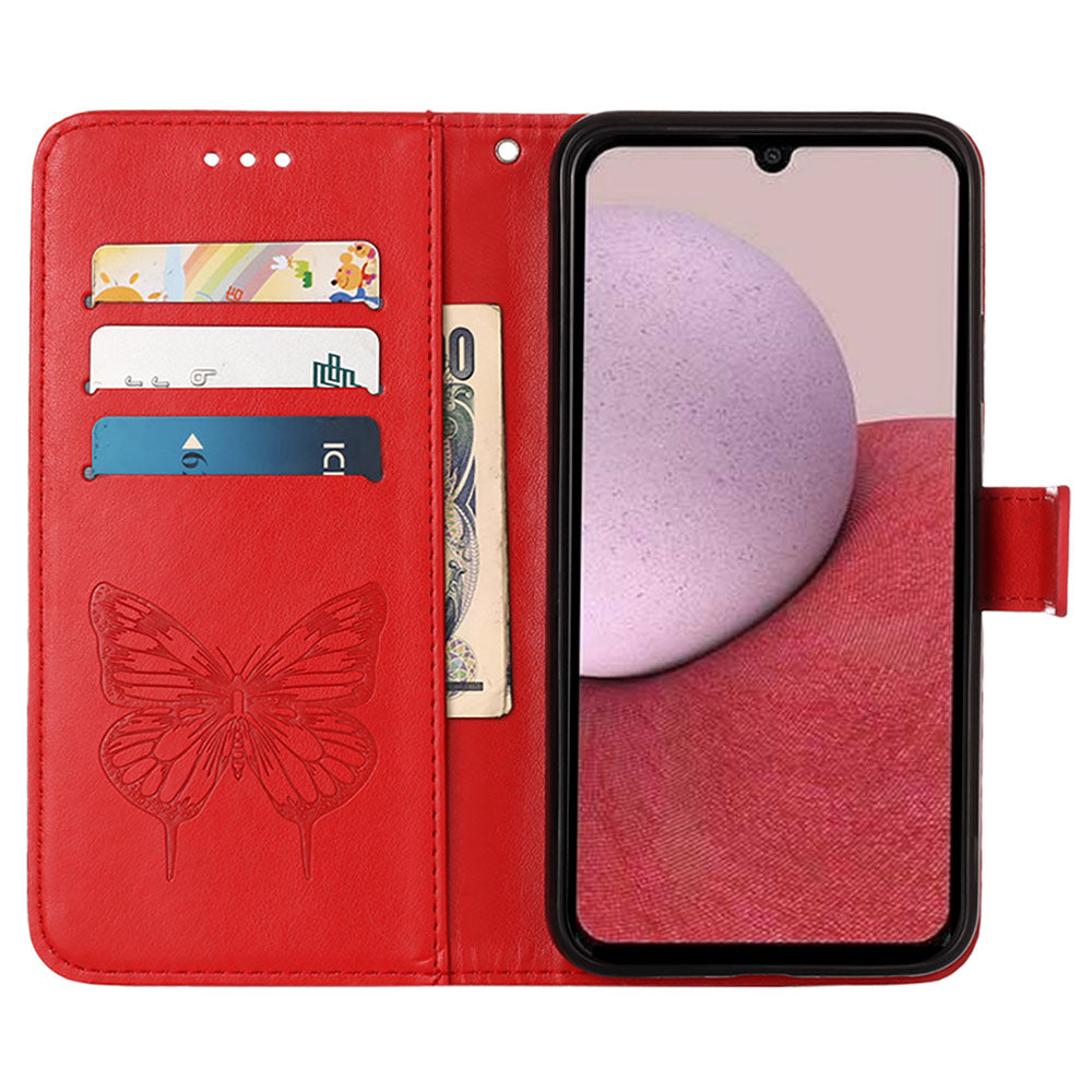 YB Imprinting Series-4 pro Samsung Galaxy A25 5G A24 4G pouzdro na peněženkový stojánek Kožený kryt na telefon s potiskem motýla s popruhem