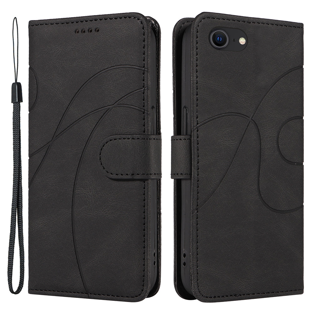 Leather Case for iPhone 6/6s/7/8/SE (2020)/SE (2022) Imprinted Line Wallet Stand Phone Cover