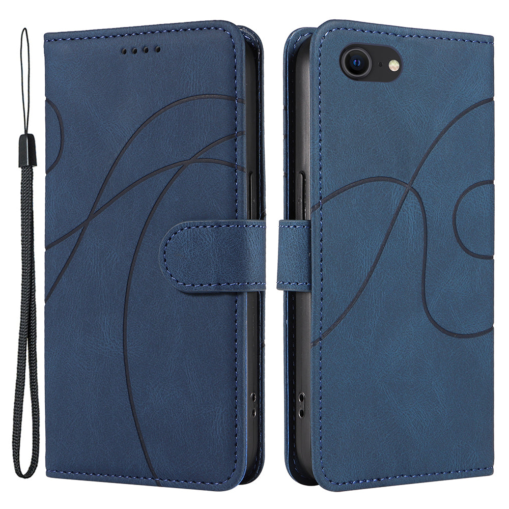 Leather Case for iPhone 6/6s/7/8/SE (2020)/SE (2022) Imprinted Line Wallet Stand Phone Cover