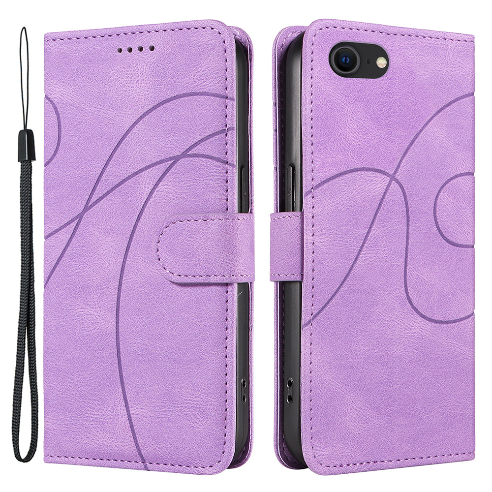 Leather Case for iPhone 6/6s/7/8/SE (2020)/SE (2022) Imprinted Line Wallet Stand Phone Cover
