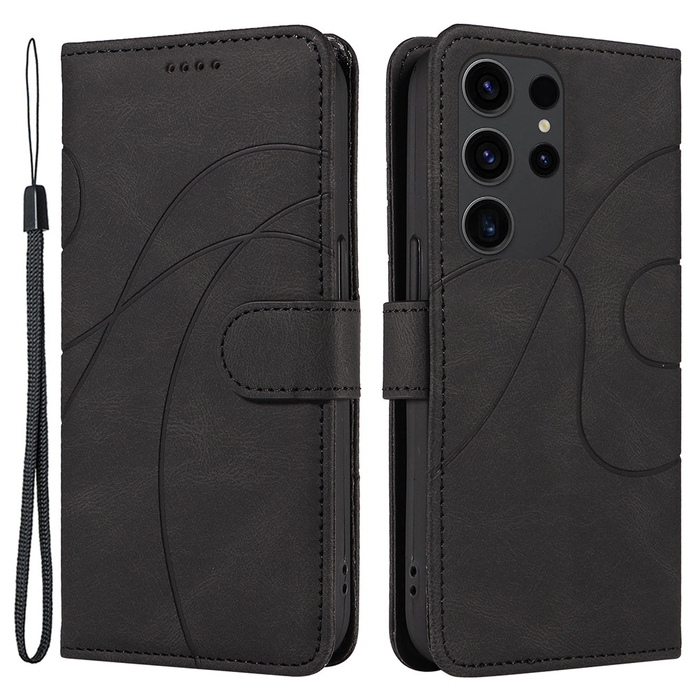 PU Leather Case for Samsung Galaxy S23 Ultra Scratch Proof Imprinted Stand Wallet Shell Phone Cover