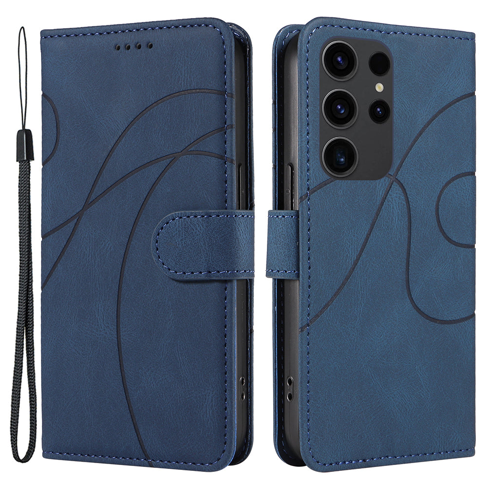 PU Leather Case for Samsung Galaxy S23 Ultra Scratch Proof Imprinted Stand Wallet Shell Phone Cover