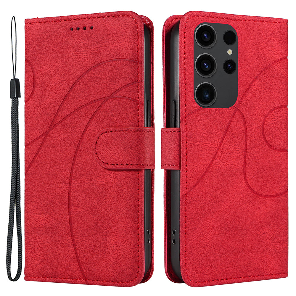 PU Leather Case for Samsung Galaxy S23 Ultra Scratch Proof Imprinted Stand Wallet Shell Phone Cover